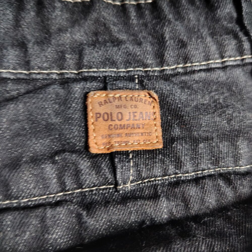 VINTAGE Polo Jeans Shorts Mens Size 40 Dark Wash Black Artillery Cargo Baggy Y2K - Picture 12 of 13